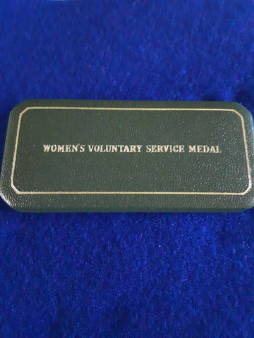 Women's Voluntary Service Medal circa 1961, with original packaging and paperwork