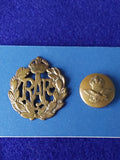 Original RAF cap badge and tunic button, WW2