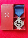 Nazi Third Reich 25 Years Long Service Medal with original ribbon, pin and box of issue