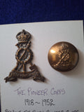 The Pioneer Corps original cap badge and button 1918-1952